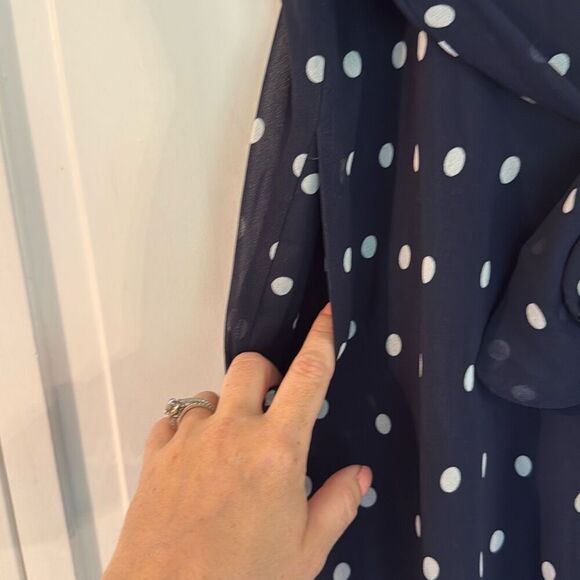 Banana republic sundress navy polka dot fit and flare chiffon dress 6petite - Picture 7 of 15